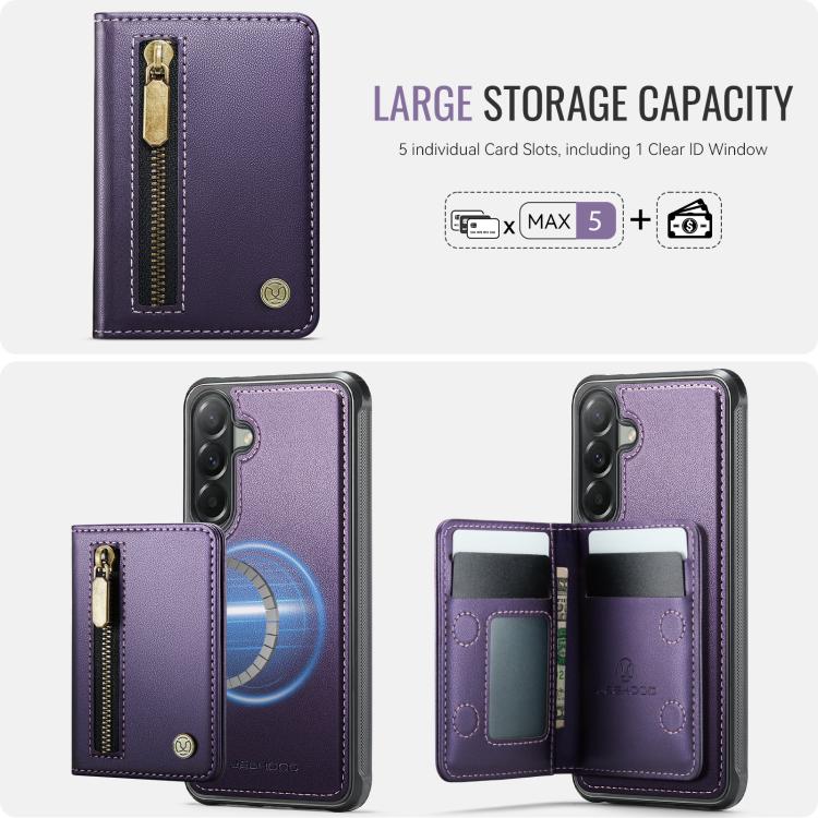 JEEHOOD J12 Esclusiva custodia per telefono con cerniera, protezione RFID e MagSafe, porta carte., For Samsung Galaxy A57 5G, For Galaxy A27 5G, For Samsung Galaxy A56 5G, For Samsung Galaxy A36 5G