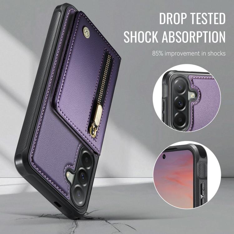 JEEHOOD J12 Esclusiva custodia per telefono con cerniera, protezione RFID e MagSafe, porta carte., For Samsung Galaxy A57 5G, For Galaxy A27 5G, For Samsung Galaxy A56 5G, For Samsung Galaxy A36 5G