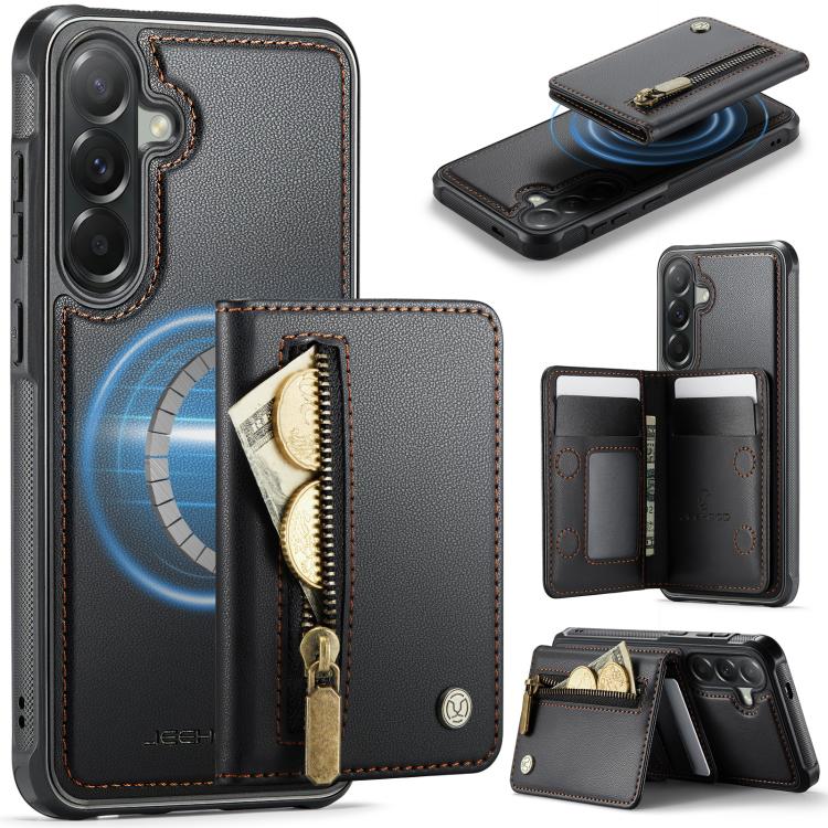 JEEHOOD J12 Esclusiva custodia per telefono con cerniera, protezione RFID e MagSafe, porta carte., For Samsung Galaxy A57 5G, For Galaxy A27 5G, For Samsung Galaxy A56 5G, For Samsung Galaxy A36 5G