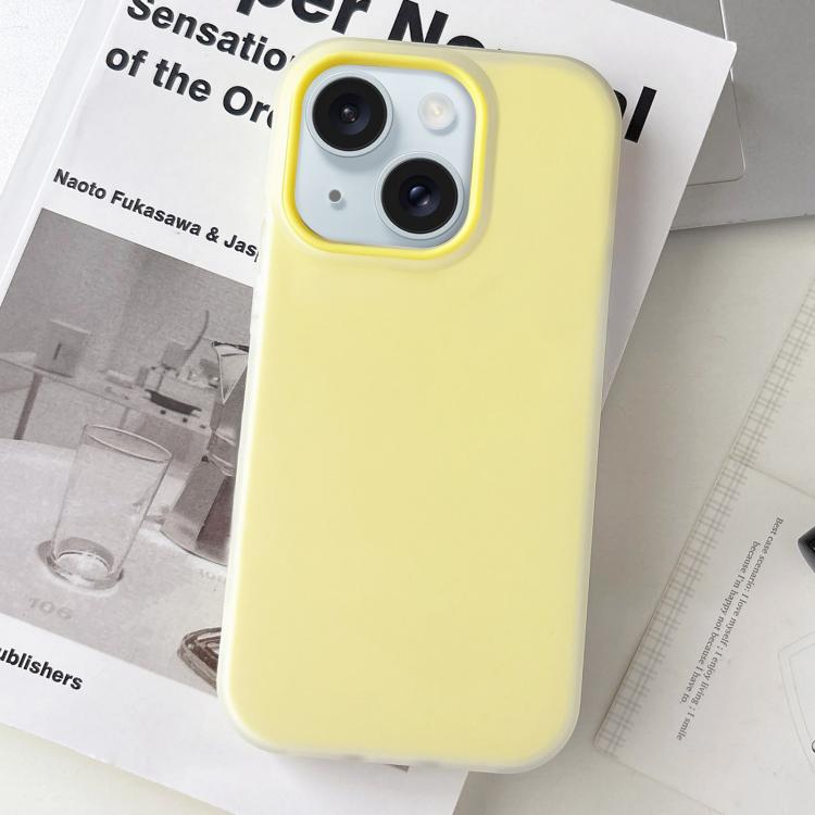 Custodia per telefono ibrida in PC e TPU con finitura opaca color gelatina, For iPhone 15 Plus, For iPhone 15