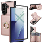 Custodia per telefono in pelle con anello e scomparto a libro integrato per carte di credito., For Galaxy Z Fold8 Ultra 5G, For Samsung Galaxy Z Fold7 5G, For Samsung Galaxy Z Fold6 5G