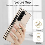 Custodia per telefono in pelle con anello e scomparto a libro integrato per carte di credito., For Samsung Galaxy Z Fold5 5G, For Samsung Galaxy Z Fold4 5G, For Samsung Galaxy Z Fold3 5G