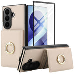 Custodia per telefono in pelle con anello e scomparto a libro integrato per carte di credito., For Galaxy Z Fold8 Ultra 5G, For Samsung Galaxy Z Fold7 5G, For Samsung Galaxy Z Fold6 5G