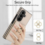 Custodia per telefono in pelle con anello e scomparto a libro integrato per carte di credito., For Galaxy Z Fold8 Ultra 5G, For Samsung Galaxy Z Fold7 5G, For Samsung Galaxy Z Fold6 5G