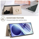 Custodia per telefono in pelle con anello e scomparto a libro integrato per carte di credito., For Galaxy Z Fold8 Ultra 5G, For Samsung Galaxy Z Fold7 5G, For Samsung Galaxy Z Fold6 5G