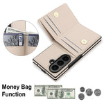 Custodia per telefono in pelle con anello e scomparto a libro integrato per carte di credito., For Galaxy Z Fold8 Ultra 5G, For Samsung Galaxy Z Fold7 5G, For Samsung Galaxy Z Fold6 5G