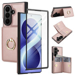 Custodia per telefono in pelle con anello e scomparto a libro integrato per carte di credito., For Galaxy Z Fold8 Ultra 5G, For Samsung Galaxy Z Fold7 5G, For Samsung Galaxy Z Fold6 5G