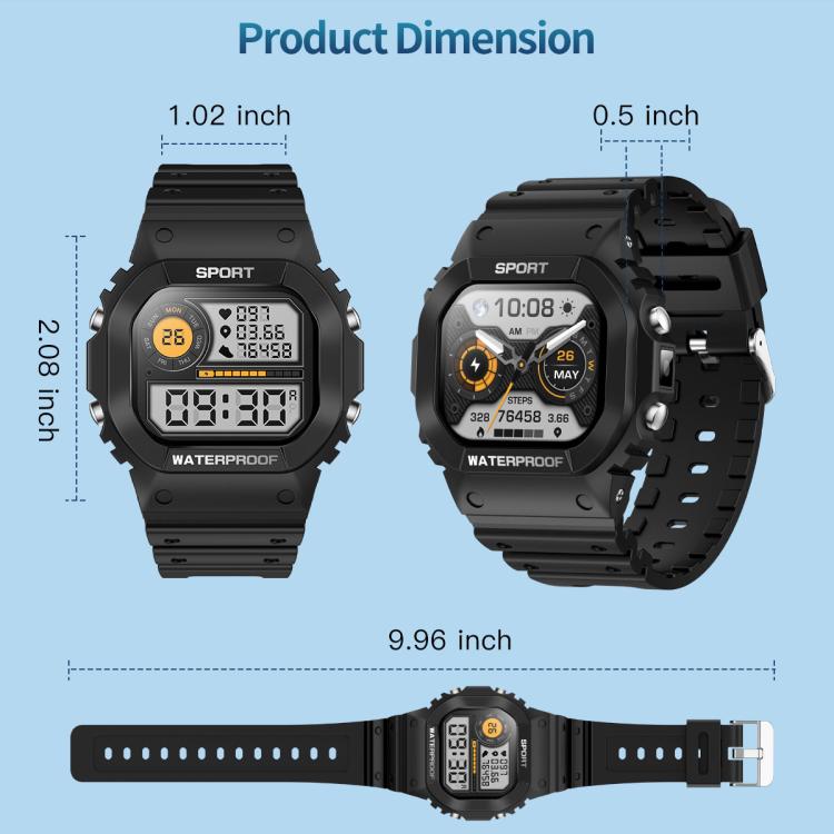 LC31 Smartwatch sportivo per attività all'aperto con schermo TFT Full Touch da 1,75 pollici, Bluetooth, chiamate e torcia.