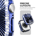 xDfind Cover per orologio in policarbonato con doppia fila di diamanti, For Apple Watch Series 11 46mm / 10 46mm, For Apple Watch Series 11 42mm / 10 42mm