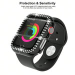 xDfind Cover per orologio in policarbonato con doppia fila di diamanti, For Apple Watch Series 9 / 8 / 7 41mm, For Apple Watch Series 3 / 2 / 1 38mm