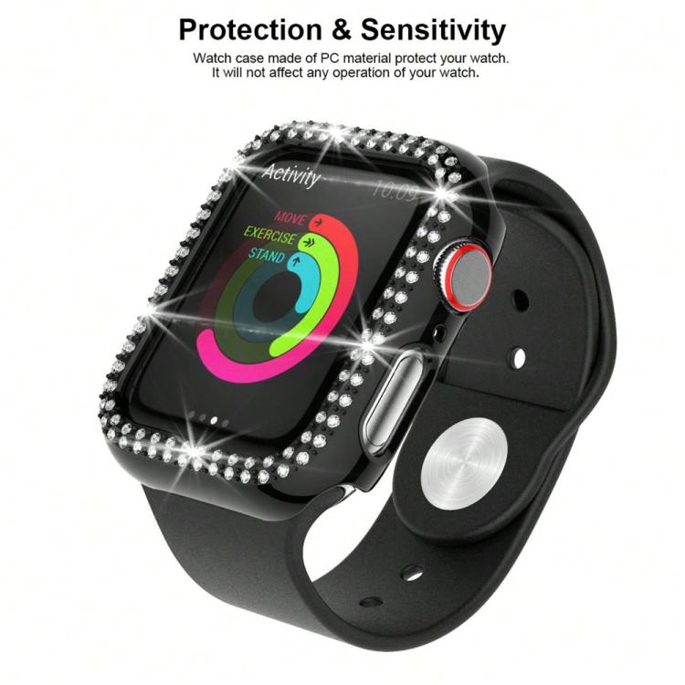 xDfind Cover per orologio in policarbonato con doppia fila di diamanti, For Apple Watch Ultra 3 / 2 / 1 49mm, For Apple Watch Series 9 / 8 / 7 45mm