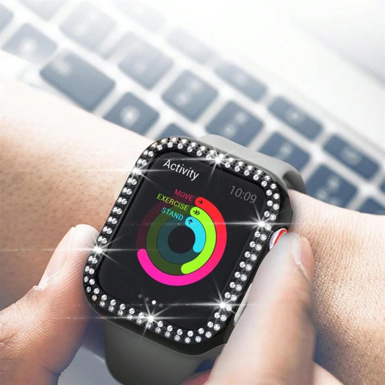 xDfind Cover per orologio in policarbonato con doppia fila di diamanti, For Apple Watch Ultra 3 / 2 / 1 49mm, For Apple Watch Series 9 / 8 / 7 45mm
