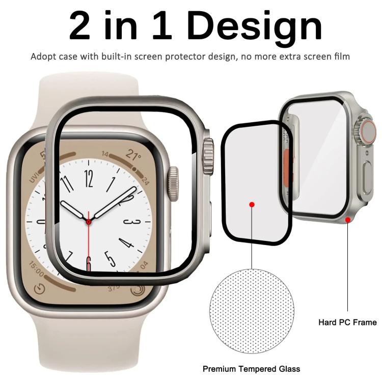 xDfind Passa alla pellicola in vetro temperato Ultra 49mm con cover per orologio integrata in PC, For Apple Watch Series 9 / 8 / 7 41mm
