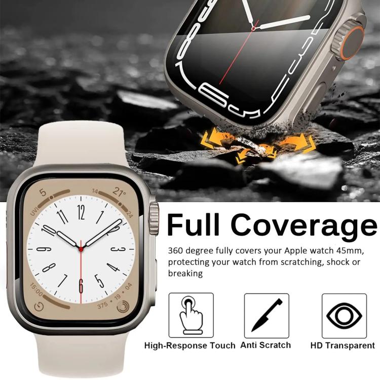 xDfind Passa alla pellicola in vetro temperato Ultra 49mm con cover per orologio integrata in PC, For Apple Watch Series 9 / 8 / 7 41mm