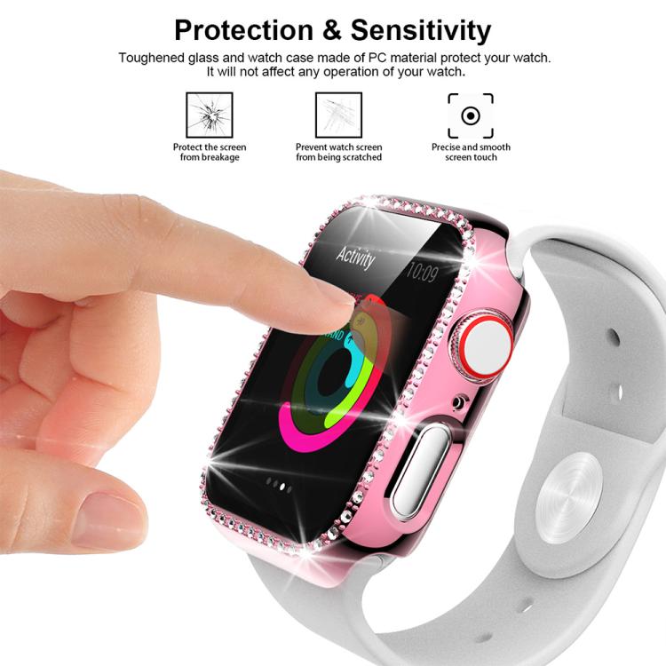 xDfin Single Row Diamond Hollow PC Watch Cover, For Apple Watch Series 11 46mm / 10 46mm, For Apple Watch Series 11 42mm / 10 42mm