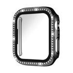 Cassa per orologio in policarbonato con pellicola in vetro temperato a fila singola di diamanti xDfind integrata., For Apple Watch Series 11 46mm / 10 46mm, For Apple Watch Series 11 42mm / 10 42mm