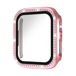 Cassa per orologio in policarbonato con pellicola in vetro temperato a fila singola di diamanti xDfind integrata., For Apple Watch Series 11 46mm / 10 46mm, For Apple Watch Series 11 42mm / 10 42mm