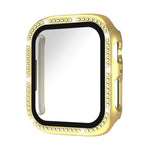 Cassa per orologio in policarbonato con pellicola in vetro temperato a fila singola di diamanti xDfind integrata., For Apple Watch Series 11 46mm / 10 46mm, For Apple Watch Series 11 42mm / 10 42mm