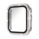 Cassa per orologio in policarbonato con pellicola in vetro temperato a fila singola di diamanti xDfind integrata., For Apple Watch Series 11 46mm / 10 46mm, For Apple Watch Series 11 42mm / 10 42mm