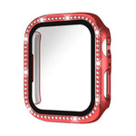 Cassa per orologio in policarbonato con pellicola in vetro temperato a fila singola di diamanti xDfind integrata., For Apple Watch Series 9 / 8 / 7 41mm, For Apple Watch Series 3 / 2 / 1 38mm