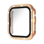 Cassa per orologio in policarbonato con pellicola in vetro temperato a fila singola di diamanti xDfind integrata., For Apple Watch Series 3 / 2 / 1 42mm