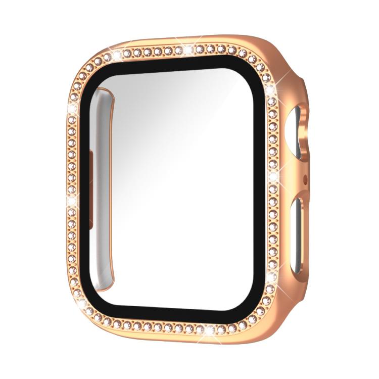 Cassa per orologio in policarbonato con pellicola in vetro temperato a fila singola di diamanti xDfind integrata., For Apple Watch Series 3 / 2 / 1 42mm