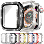 Cassa per orologio in policarbonato con pellicola in vetro temperato a fila singola di diamanti xDfind integrata., For Apple Watch Series 44mm, For Apple Watch Series 40mm