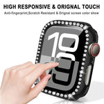 Cassa per orologio in policarbonato con pellicola in vetro temperato a fila singola di diamanti xDfind integrata., For Apple Watch Series 11 46mm / 10 46mm, For Apple Watch Series 11 42mm / 10 42mm