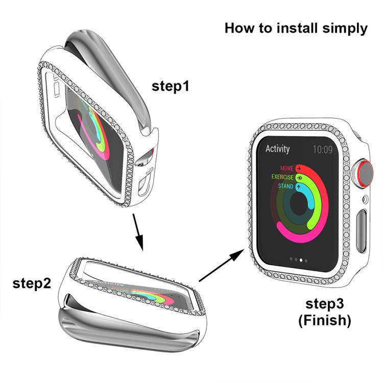 Cassa per orologio in policarbonato con pellicola in vetro temperato a fila singola di diamanti xDfind integrata., For Apple Watch Ultra 3 / 2 / 1 49mm, For Apple Watch Series 9 / 8 / 7 45mm