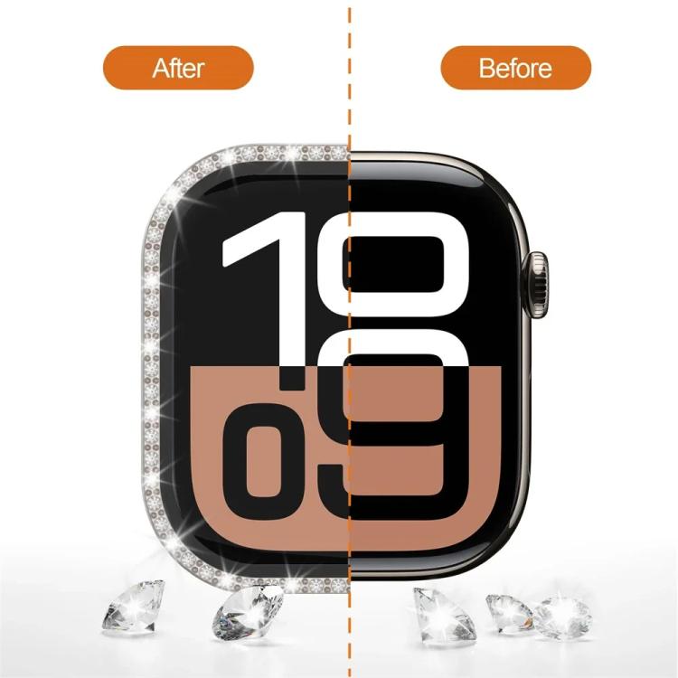 Cassa per orologio in policarbonato con pellicola in vetro temperato a fila singola di diamanti xDfind integrata., For Apple Watch Series 44mm, For Apple Watch Series 40mm