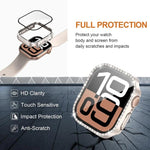 Cassa per orologio in policarbonato con pellicola in vetro temperato a fila singola di diamanti xDfind integrata., For Apple Watch Series 44mm, For Apple Watch Series 40mm