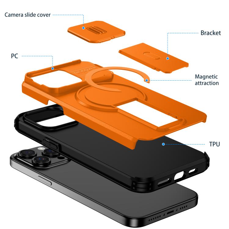 Custodia per telefono con supporto MagSafe scorrevole Camshield, For iPhone 15 Pro Max, For iPhone 15 Pro, For iPhone 15 Plus / 14 Plus