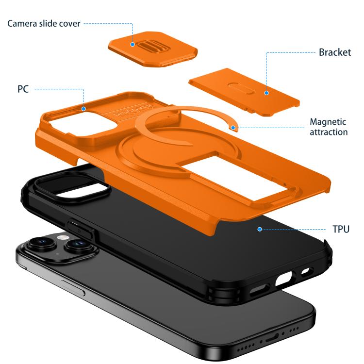 Custodia per telefono con supporto MagSafe scorrevole Camshield, For iPhone 15, For iPhone 14 / 13, For iPhone 14 Pro
