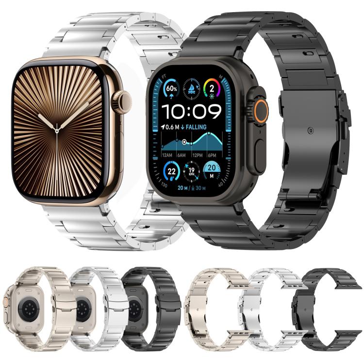 Cinturino per orologio in lega di titanio con chiusura di sicurezza a sgancio rapido a forma di I, For Apple Watch 46mm / 49mm / 45mm / 44mm, For Apple Watch 42mm / 41mm / 40mm / 38mm