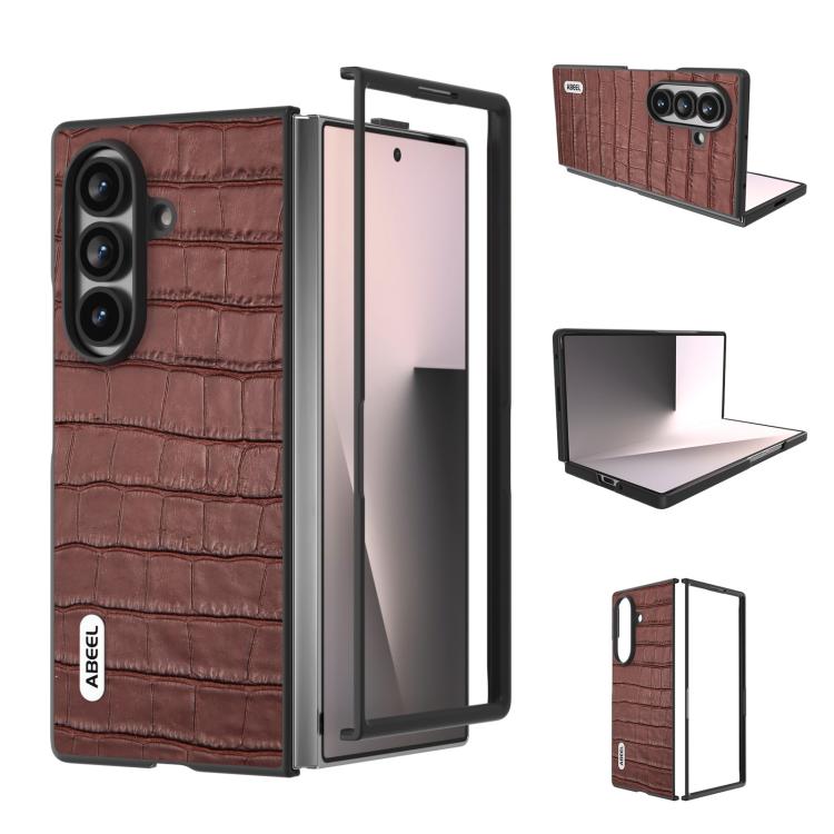 Custodia per telefono ABEEL in vera pelle con texture effetto coccodrillo., For Galaxy Z Fold8 Ultra 5G, For Samsung Galaxy Z Fold7 5G