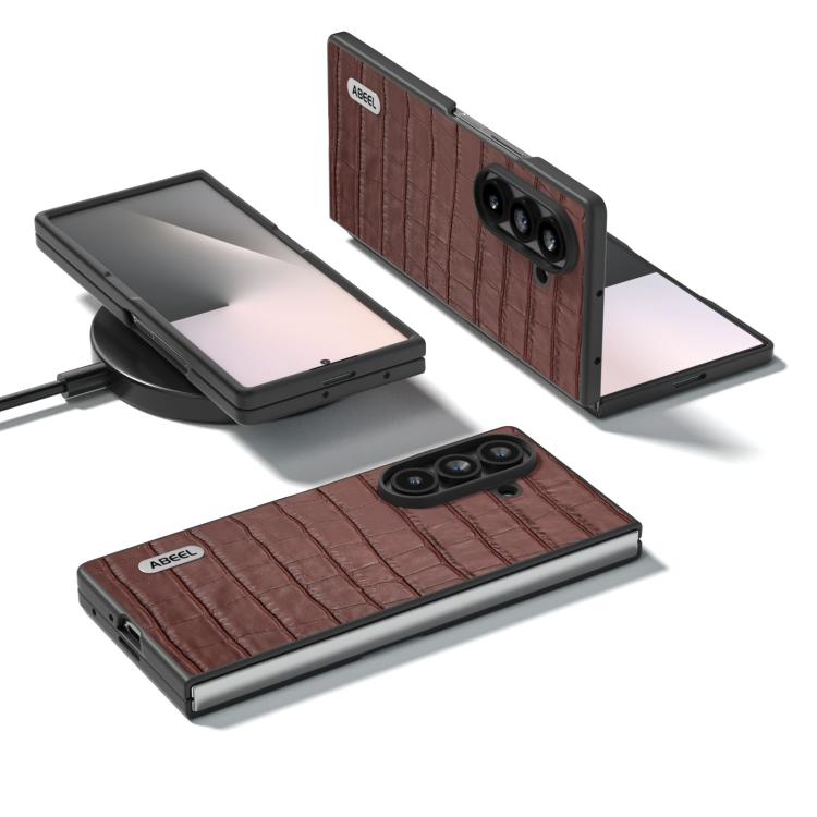 Custodia per telefono ABEEL in vera pelle con texture effetto coccodrillo., For Galaxy Z Fold8 Ultra 5G, For Samsung Galaxy Z Fold7 5G
