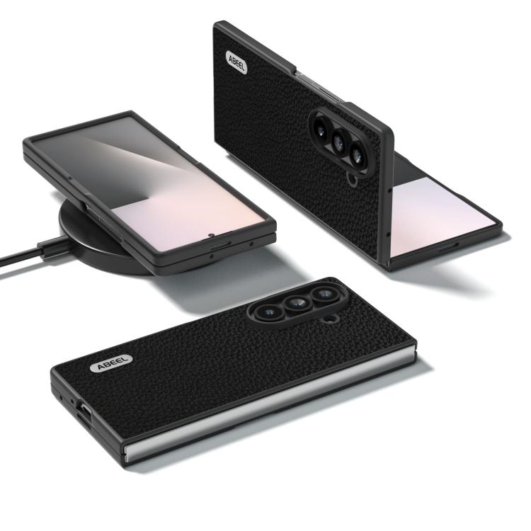 Custodia per telefono ABEEL in vera pelle con texture litchi., For Galaxy Z Fold8 Ultra 5G, For Samsung Galaxy Z Fold7 5G