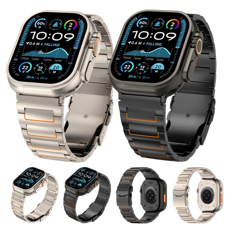 Cinturino per orologio in lega di titanio con chiusura di sicurezza a forma di I, For Apple Watch 46mm / 49mm / 45mm / 44mm, For Apple Watch 42mm / 41mm / 40mm / 38mm