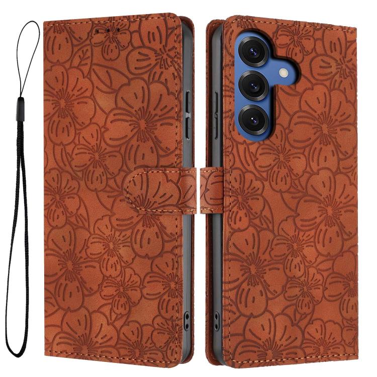 Custodia per telefono in pelle con motivo a fiori di ciliegio in rilievo, For Samsung Galaxy S26 Edge 5G, For Samsung Galaxy S26 Ultra 5G, For Samsung Galaxy S26 5G
