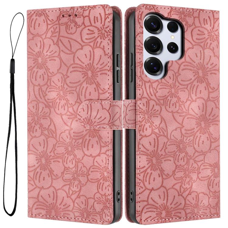 Custodia per telefono in pelle con motivo a fiori di ciliegio in rilievo, For Samsung Galaxy S26 Edge 5G, For Samsung Galaxy S26 Ultra 5G, For Samsung Galaxy S26 5G