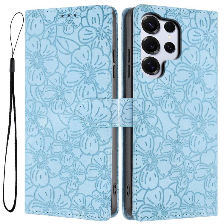 Custodia per telefono in pelle con motivo a fiori di ciliegio in rilievo, For Samsung Galaxy S26 Edge 5G, For Samsung Galaxy S26 Ultra 5G, For Samsung Galaxy S26 5G