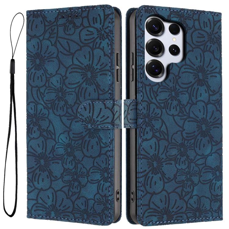 Custodia per telefono in pelle con motivo a fiori di ciliegio in rilievo, For Samsung Galaxy S26 Edge 5G, For Samsung Galaxy S26 Ultra 5G, For Samsung Galaxy S26 5G