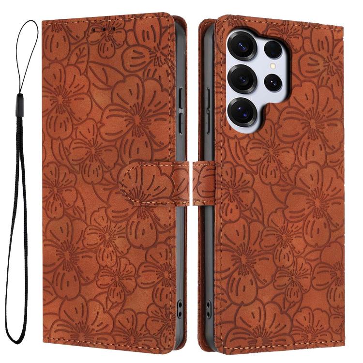 Custodia per telefono in pelle con motivo a fiori di ciliegio in rilievo, For Samsung Galaxy S26 Edge 5G, For Samsung Galaxy S26 Ultra 5G, For Samsung Galaxy S26 5G