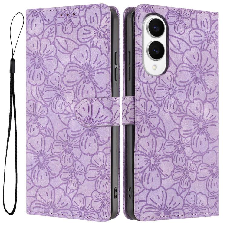 Custodia per telefono in pelle con motivo a fiori di ciliegio in rilievo, For Samsung Galaxy S25 FE 5G, For Samsung Galaxy S25 Edge 5G, For Samsung Galaxy S25 5G