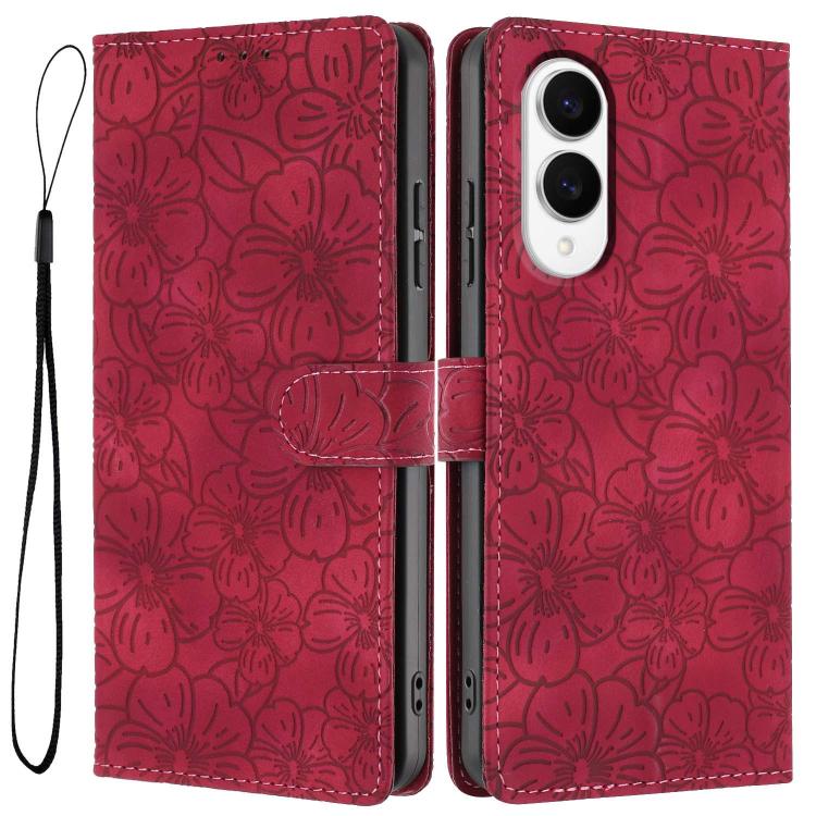 Custodia per telefono in pelle con motivo a fiori di ciliegio in rilievo, For Samsung Galaxy S25 FE 5G, For Samsung Galaxy S25 Edge 5G, For Samsung Galaxy S25 5G