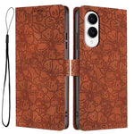Custodia per telefono in pelle con motivo a fiori di ciliegio in rilievo, For Samsung Galaxy S25 FE 5G, For Samsung Galaxy S25 Edge 5G, For Samsung Galaxy S25 5G