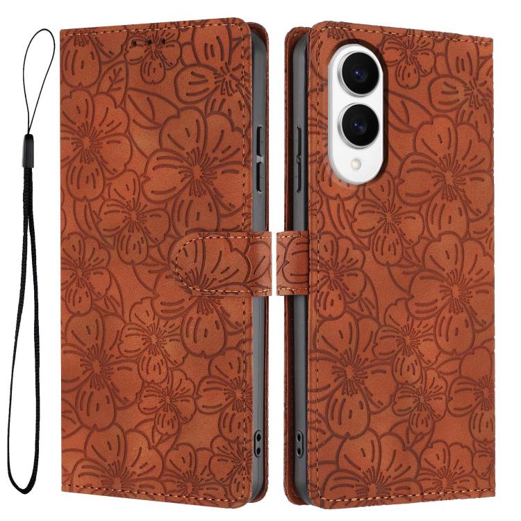 Custodia per telefono in pelle con motivo a fiori di ciliegio in rilievo, For Samsung Galaxy S25 FE 5G, For Samsung Galaxy S25 Edge 5G, For Samsung Galaxy S25 5G