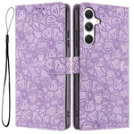 Custodia per telefono in pelle con motivo a fiori di ciliegio in rilievo, For Samsung Galaxy S25 FE 5G, For Samsung Galaxy S25 Edge 5G, For Samsung Galaxy S25 5G