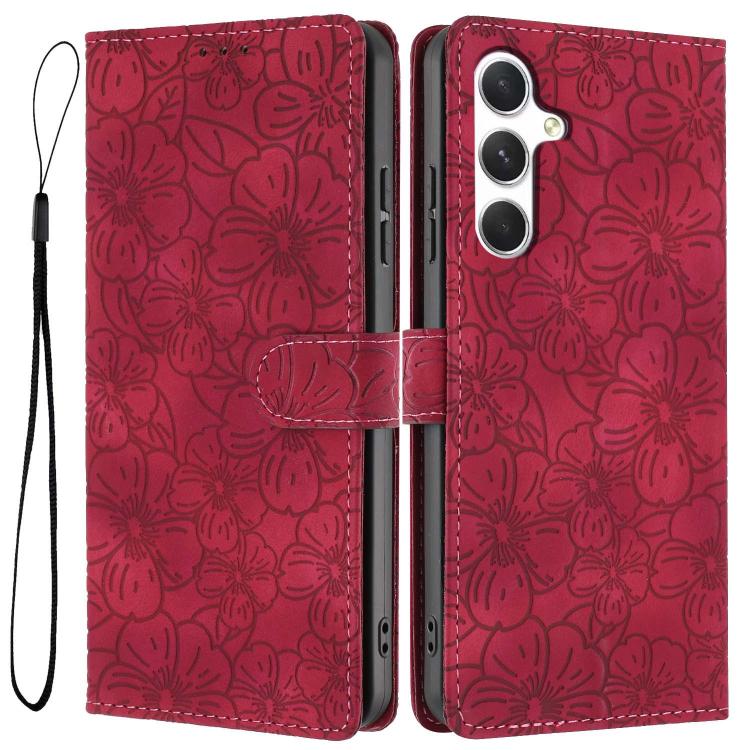 Custodia per telefono in pelle con motivo a fiori di ciliegio in rilievo, For Samsung Galaxy S25 FE 5G, For Samsung Galaxy S25 Edge 5G, For Samsung Galaxy S25 5G