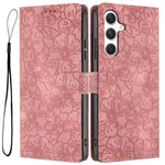 Custodia per telefono in pelle con motivo a fiori di ciliegio in rilievo, For Samsung Galaxy S25 FE 5G, For Samsung Galaxy S25 Edge 5G, For Samsung Galaxy S25 5G